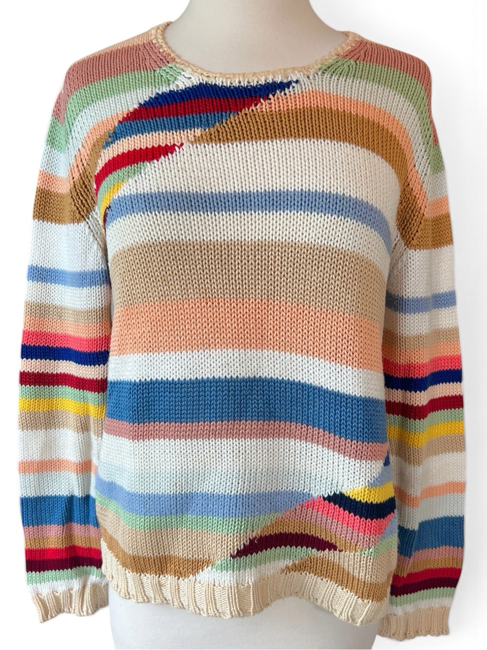 Richard Grand Cashmere Vibrant Multicolor Striped Knit Sweater